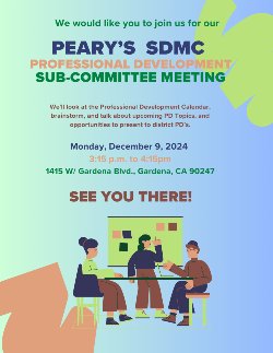 Please join us for the SDMC PD Meeting. 